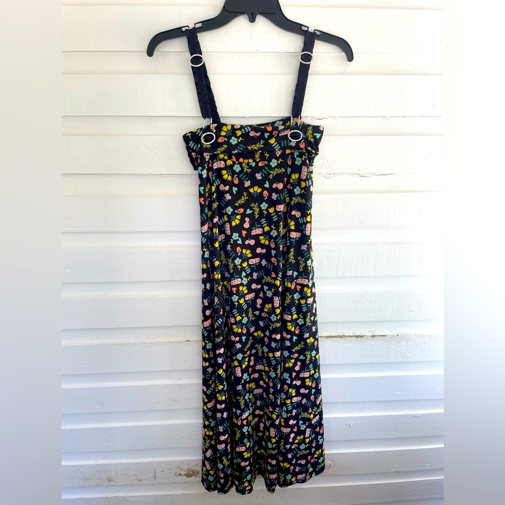 LuLaRoe Black Floral Sleeveless Adjustable Straps Dress Size XXS